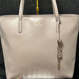 Kate Spade Light Taupe Tote with Gold Accents Approx. 16 x 11 x 5